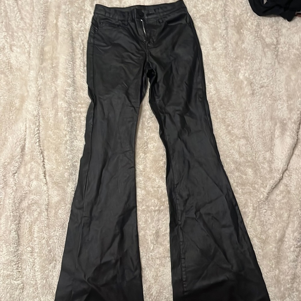 XS Shein faux leather bell bottoms